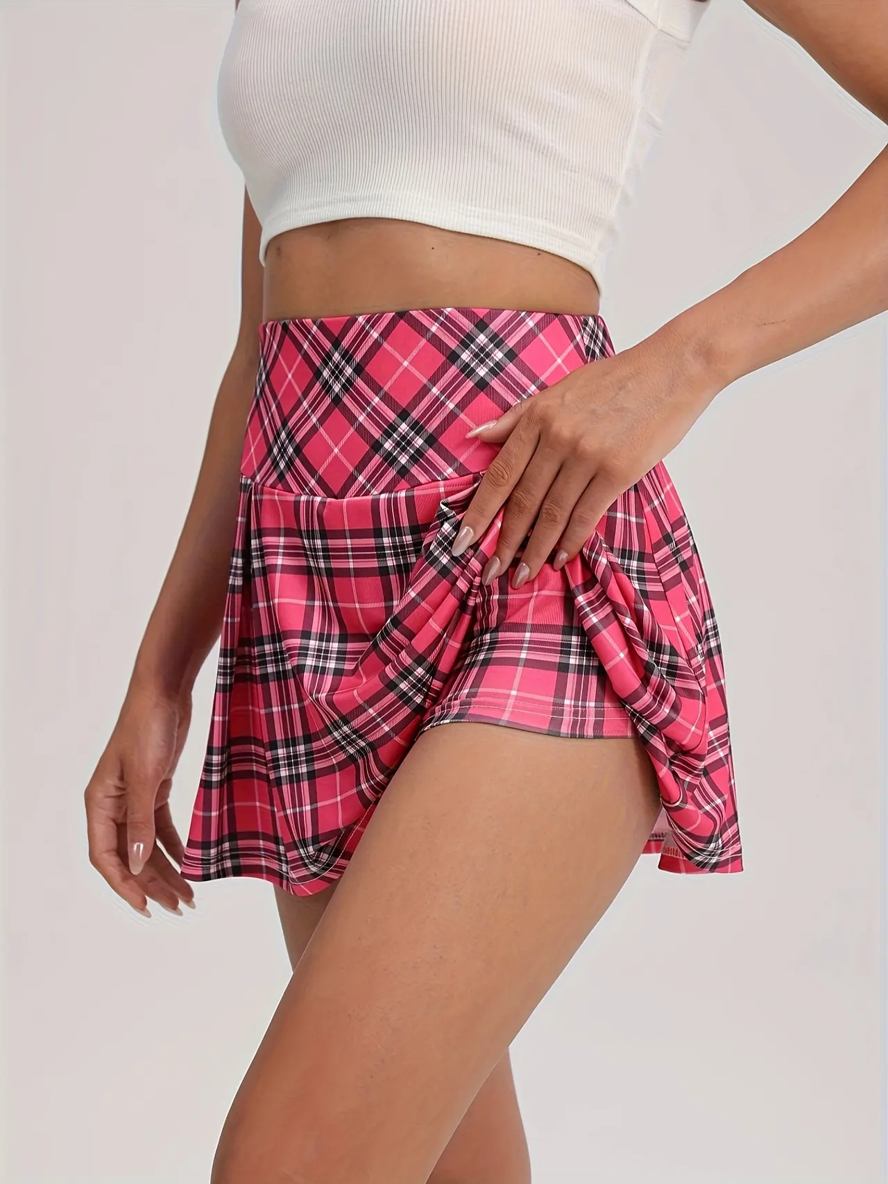 Women's Printed Polka Dot Sports Casual Culotte - The Color Of Rouge - View 1