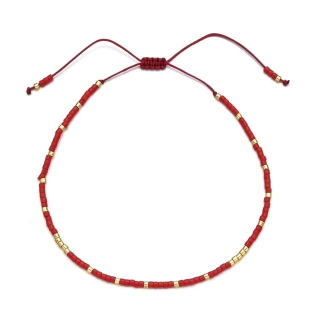 Simple Ultra fine Cross border Pull out Color Bracelet Q0130Red - Shop at LoveMi