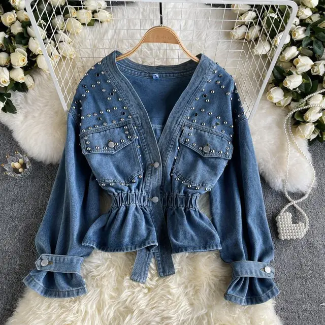 Denim Coat Female Spring And Autumn Long Sleeve Top Dark Blue - Shop at LoveMi