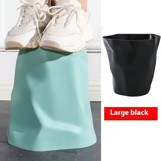 Pleated Trash Can Household Supermarket Dormitory And Living Room Bathroom Creative Trash Black - Shop at LoveMi