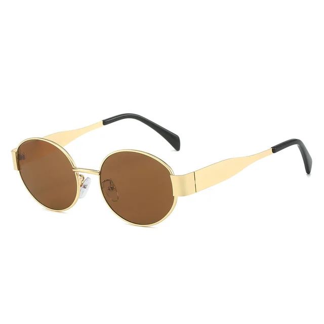 Fashion Retro Oval Sunglasses For Women Gold Frame Dried - Shop at LoveMi