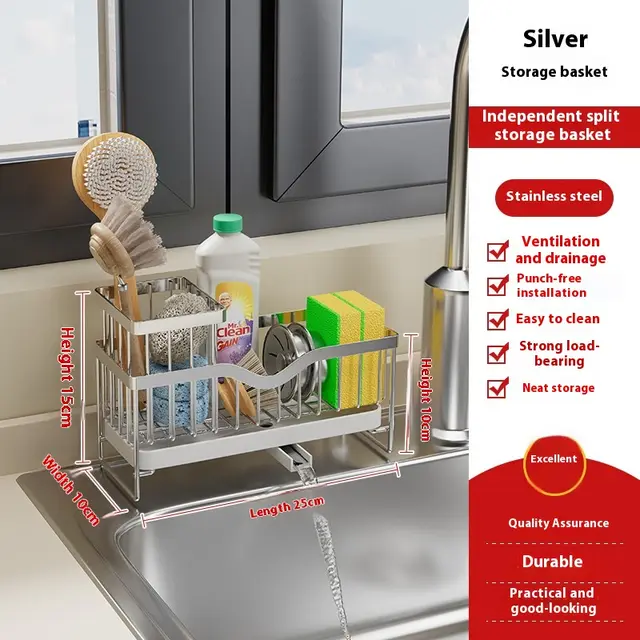Kitchen Supplies Countertop Multi functional Storage Rack B Storage Container Silver - Shop at LoveMi