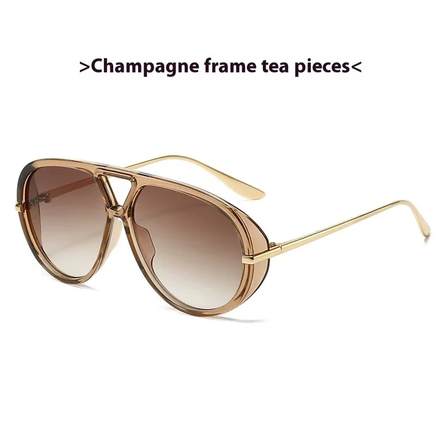 Street Shot Large Frame Slim Look Women's High end Sunglasses Transparent Tea Gradient - Shop at LoveMi