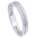 White Buckle Silver Leather
