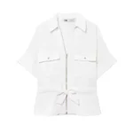 Spring And Summer Travel Hunting Shirt Crepe Wide Leg Pants - Top-S