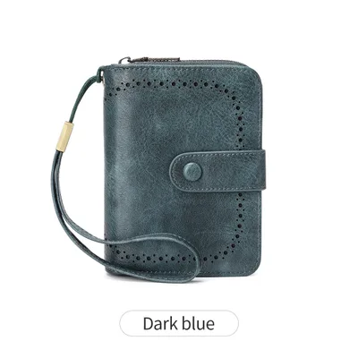 Leopard Print Multifunctional Zipper Retro Small Wallet Blue - Shop at LoveMi