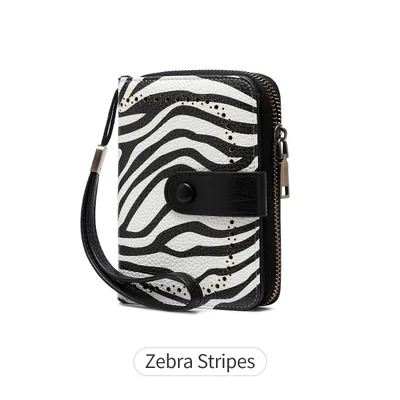 Leopard Print Multifunctional Zipper Retro Small Wallet Zebra - Shop at LoveMi