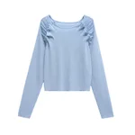 Fashionable Pleated Decorative Knitted Top - Picture Color-L - View 1