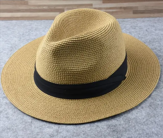 Foldable Big Head Circumference Sunshade Straw Hat Khaki - Shop at LoveMi