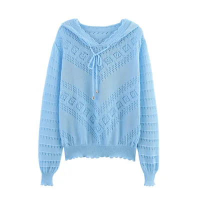 Women's Idle Style Casual Loose All matching Long Sleeve Top Fashion Blue - Shop at LoveMi