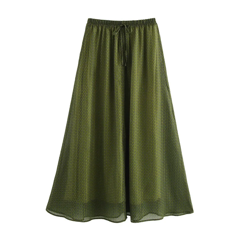 European And American Pleated Metal Wire Printed Skirt - Shop at LoveMi
