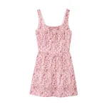 Summer French Retro Roses Floral Dress Suspender Dress - Pink