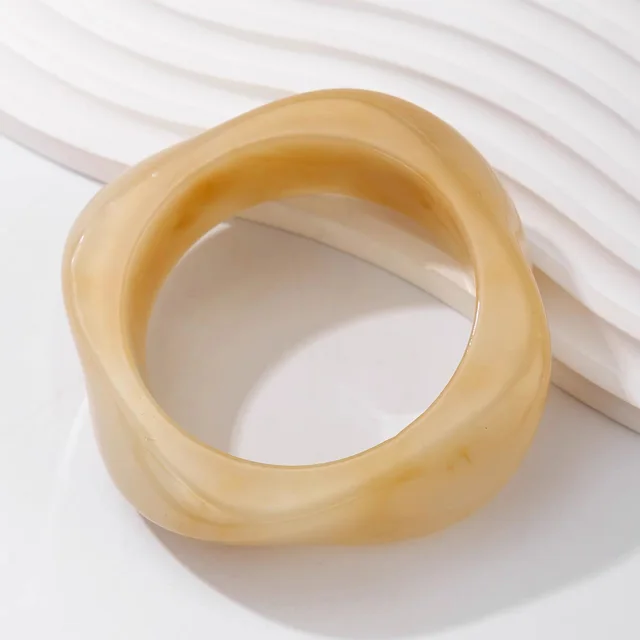 Exaggerated Marble Pattern Acrylic Bracelet Shaped Geometry Beige - Shop at LoveMi