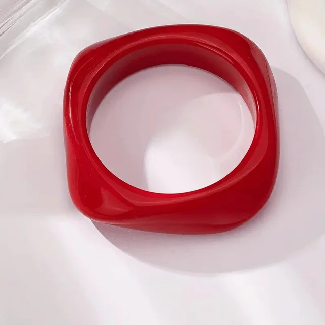 Exaggerated Marble Pattern Acrylic Bracelet Shaped Geometry Red - Shop at LoveMi