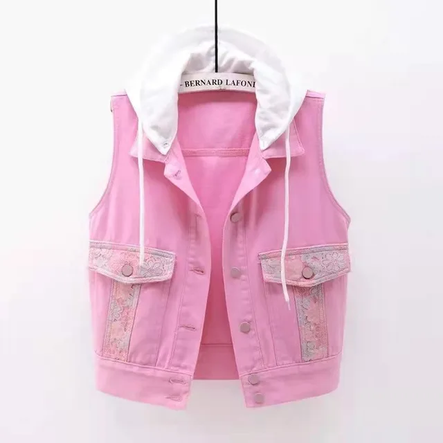 All match Hooded Sleeveless Vest Waistcoat Top Pink - Shop at LoveMi