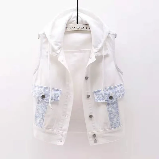 All match Hooded Sleeveless Vest Waistcoat Top White - Shop at LoveMi