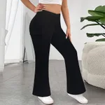 Ins European And American Fashion Slim Fit Plus Size Black Trousers - Black