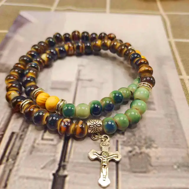 Retro Double layer Ceramic Bracelet For Women Cross - Shop at LoveMi