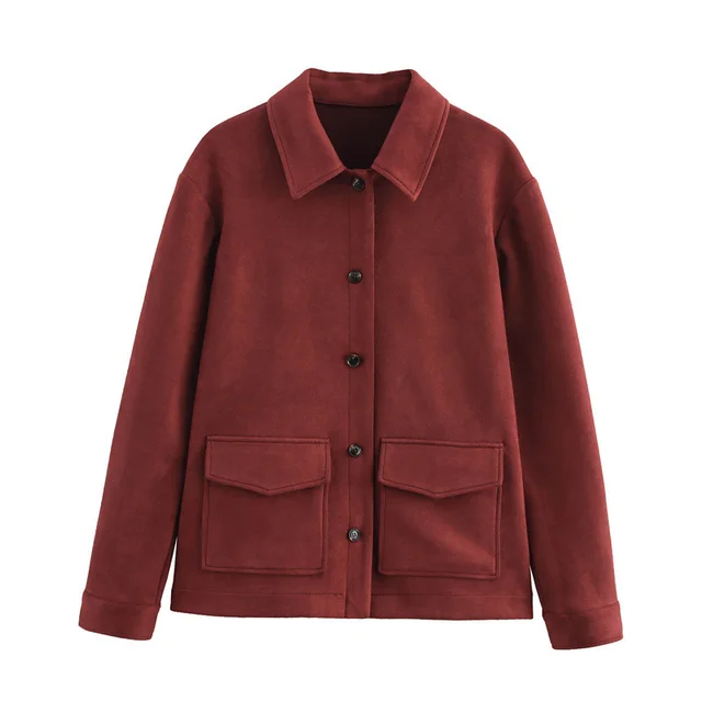 Elegant Single breasted Lapel Double Pocket Long Sleeve Coat Picture Color - Shop at LoveMi