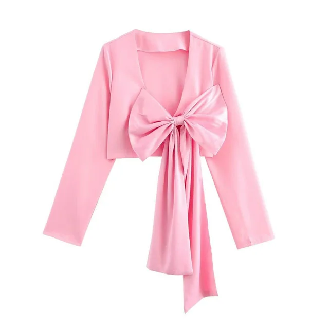 Niche Design Bow Decoration Long Sleeve Shirt Sweet Elegance Picture Color - Shop at LoveMi