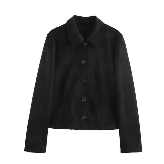 Suede Texture Effect Long Sleeve Short Jacket Jacket Casual Mid length Dress Set Top - Shop at LoveMi