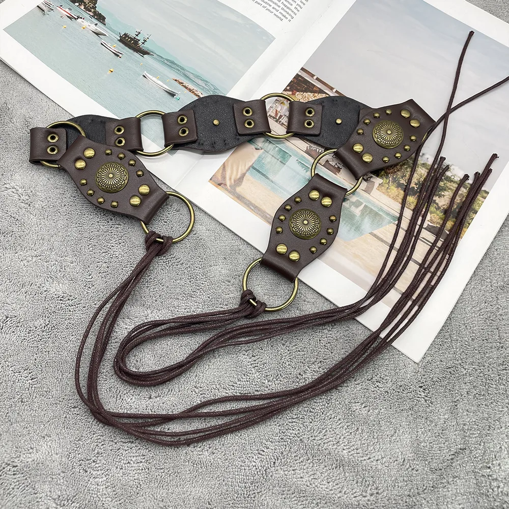 Vintage Flying Ring Design Lace up Belt Dark Coffee Color 160Cm - Shop at LoveMi