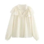 European And American Style Lace Laminated Decoration Shirt - Picture Color-M