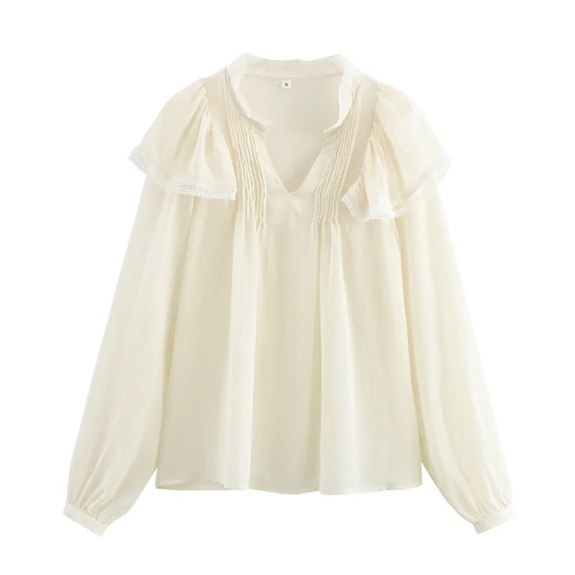European And American Style Lace Laminated Decoration Shirt - Shop at LoveMi