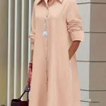 Temperament 3d Printed Shirt Collar Long Sleeve Mid-length Dress - A9S2Ksc3345U