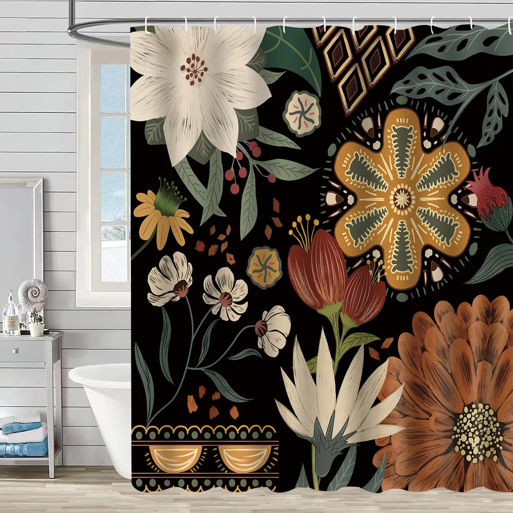 Printed Abstract Morandi Bohemian Waterproof Polyester Shower Curtain - Style41