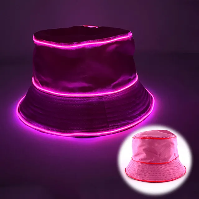LED Luminous Embroidery Men's And Women's Solid Color Flat Top Sun Hat Foundation Pink - Shop at LoveMi