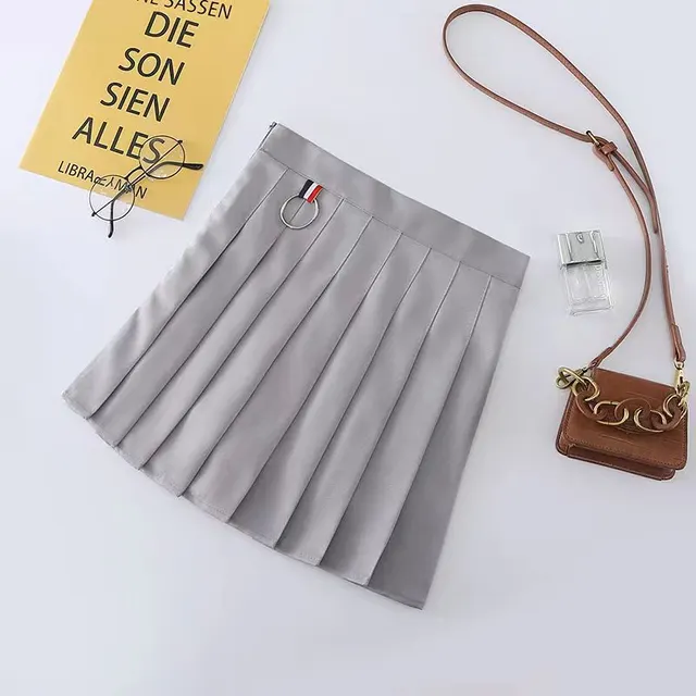 High Waist Sheath Cute Mori Style Skirt Gray Pleated Safety Pants - Shop at LoveMi