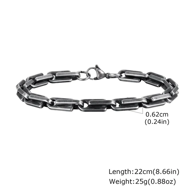 Men's Hip Hop Style Stainless Steel Handmade Chain Bracelet Retro Color - Shop at LoveMi