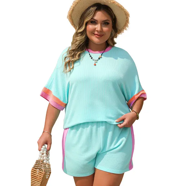 Plus Size Short sleeved Two piece Women's Fashion Trend Pl62278P4 - Shop at LoveMi