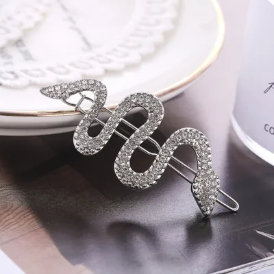 South Korea Vintage Court Rhinestone Snake Barrettes Silver - Shop at LoveMi