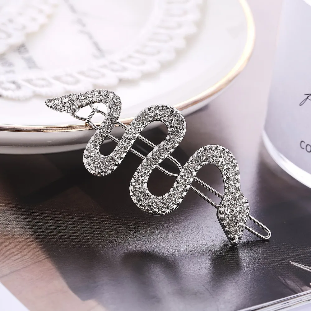 South Korea Vintage Court Rhinestone Snake Barrettes Silver - Shop at LoveMi