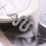 South Korea Vintage Court Rhinestone Snake Barrettes - Silver