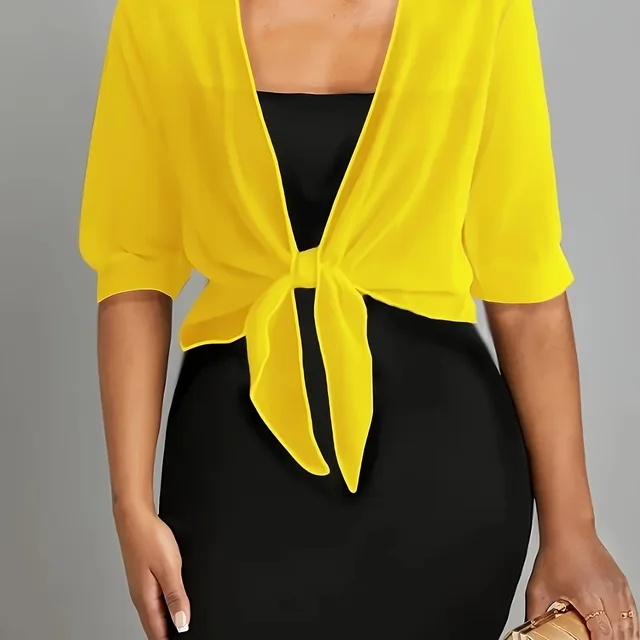 Shawl Short Coat Women's Waistcoat Thin Cardigan Yellow - Shop at LoveMi