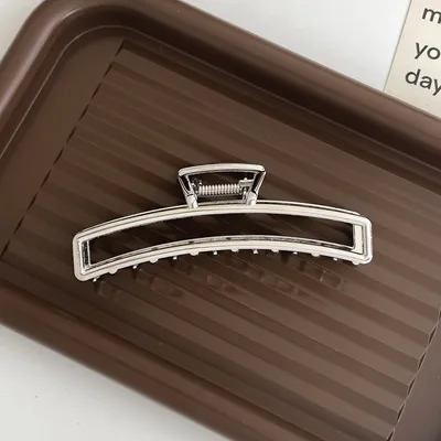 Silver Metal Barrettes Updo Hair Claw Arc Rectangle - Shop at LoveMi