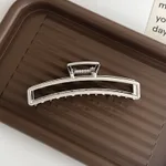 Silver Metal Barrettes Updo Hair Claw - Arc Rectangle