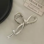 Silver Metal Barrettes Updo Hair Claw - Knotted Pearl