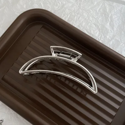 Silver Metal Barrettes Updo Hair Claw Silver Crescent Moon - Shop at LoveMi