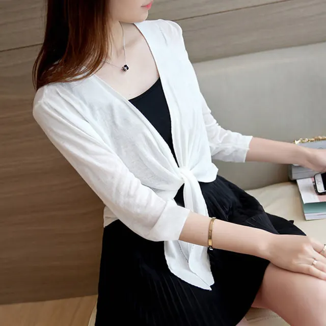 Shawl Short Coat Women's Waistcoat Thin Cardigan Air Conditioning Shirt White - Shop at LoveMi