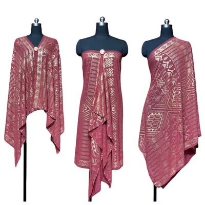 Gorgeous Tinfoil Gold Shawl Multifunctional Scarf Dark Red - Shop at LoveMi