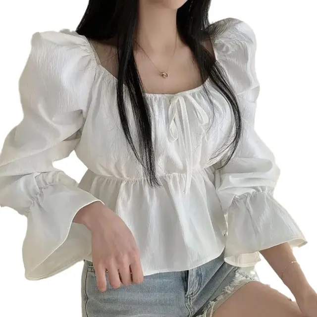 Korean Style Gentle Puff Sleeve Shirt Women White - Shop at LoveMi