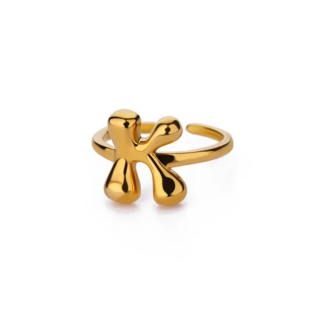 Cute Bubble Letters Ring Gold 18K Gold Plated Ring K - Shop at LoveMi