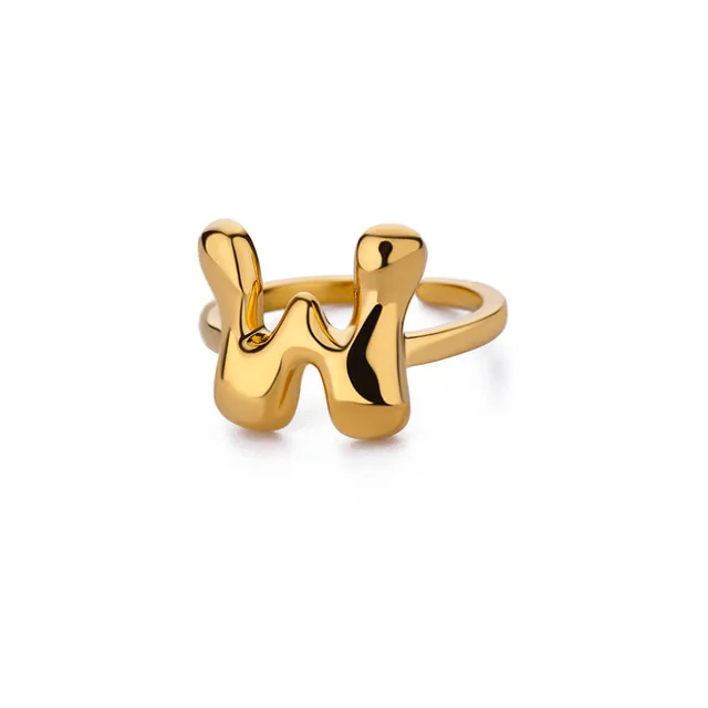 Cute Bubble Letters Ring Gold 18K Gold Plated Ring W - Shop at LoveMi