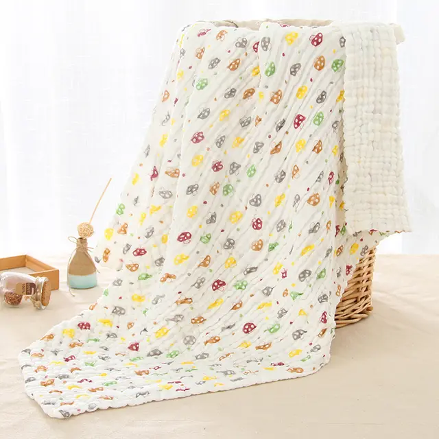 Simple Printing Creative 6 layer Gauze Baby's Bath Towel Mushroom - Shop at LoveMi