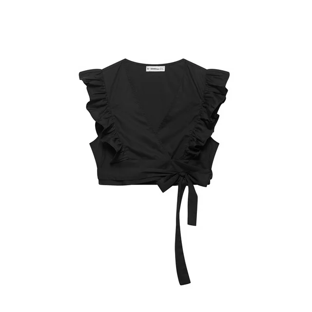 Vintage Wrap Short Top Poplin Skirt Two piece Set Top - Shop at LoveMi