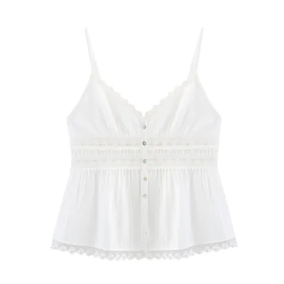 Solid Color Embroidered Lace Top White - Shop at LoveMi